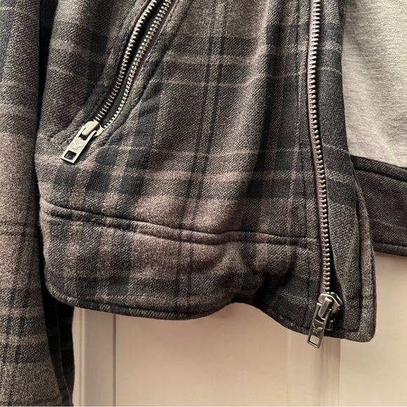 American Eagle Outfitters Grey Plaid Moto Style Zip up Jacket Small - Picture 3 of 10
